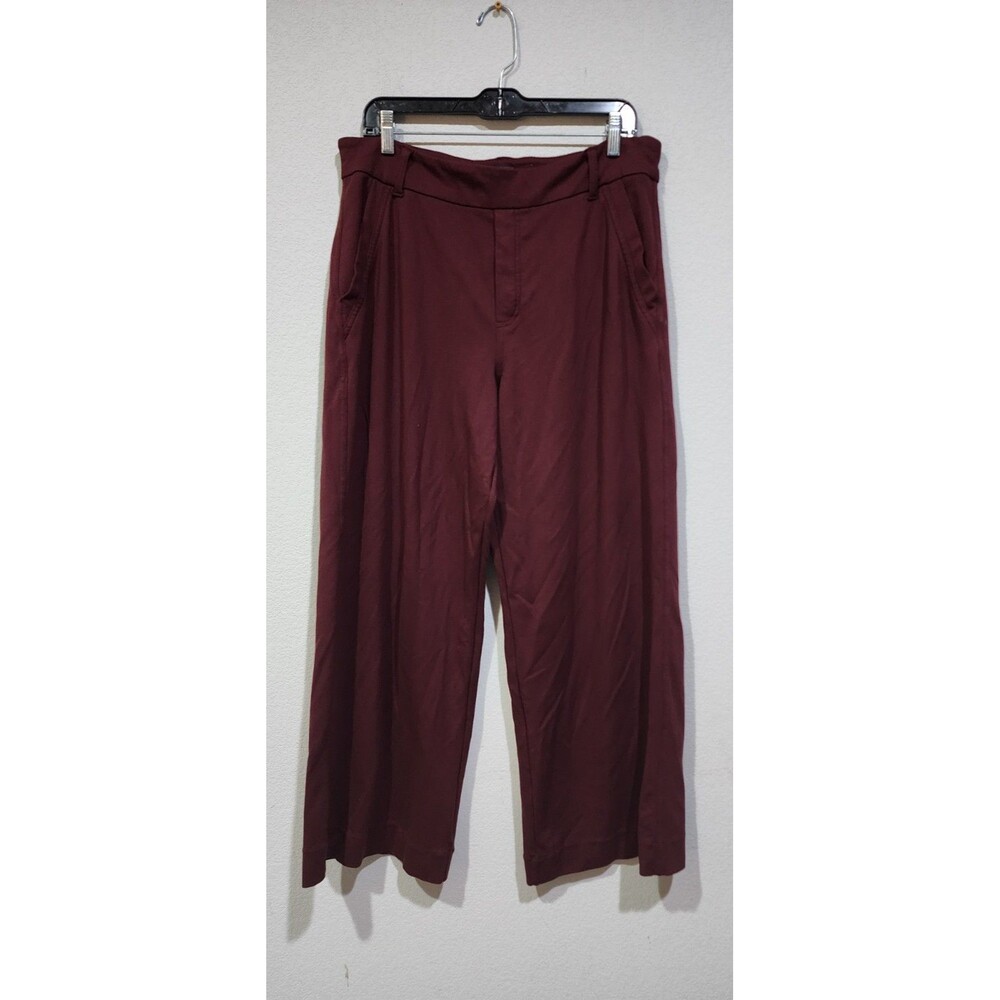 LEE Knit Pants Plus Size L Burgundy High Rise Wide Leg Pull On Lounge Comfort